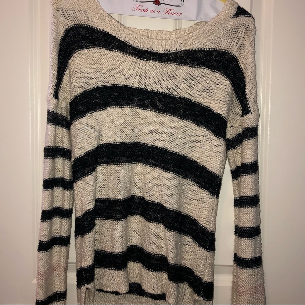 Black and cream striped sweater